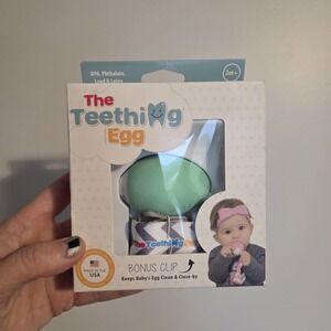 The Teething Egg Mint Green Baby Teether with Bonus Clip, 3m+